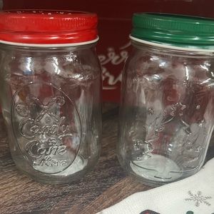 Christmas 2 glass jars/Canisters/bottles (2)